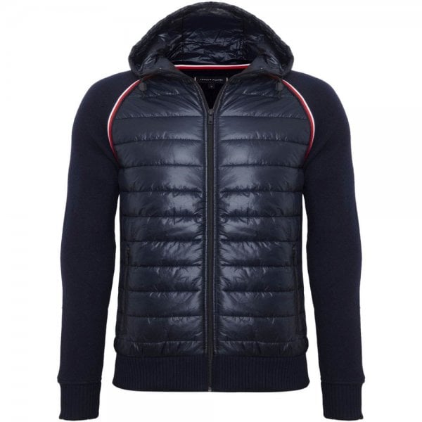 Mens Mixed Media Wool Zip Hooded Jacket