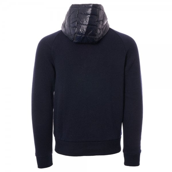 Mens Mixed Media Wool Zip Hooded Jacket