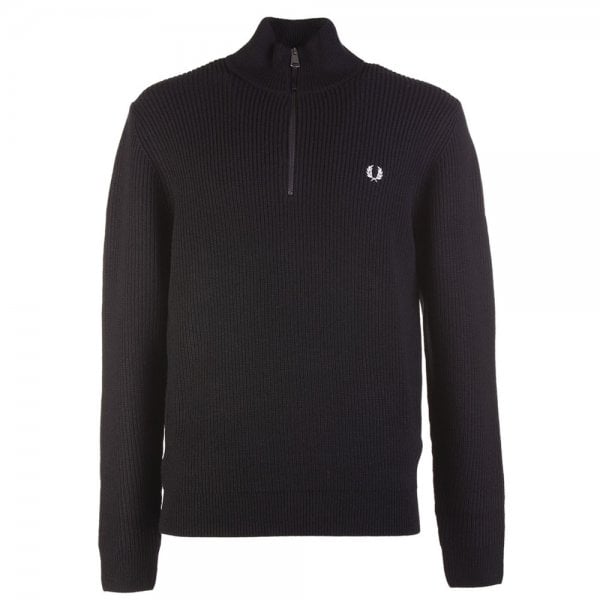 Mens Zip Neck Rib Jumper