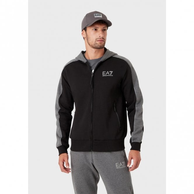 Mens Athletic Colour Block Hooded Sweatshirt