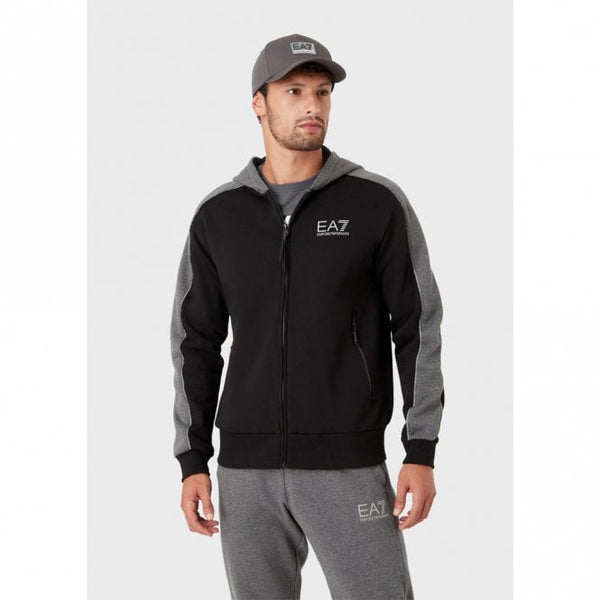 Mens Athletic Colour Block Hooded Sweatshirt