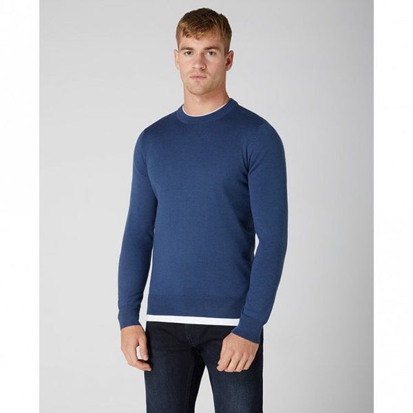 Mens Tapered Fit Merino Wool-Blend Crew Neck Sweatshirt