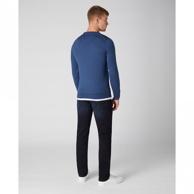 Mens Tapered Fit Merino Wool-Blend Crew Neck Sweatshirt