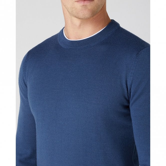 Mens Tapered Fit Merino Wool-Blend Crew Neck Sweatshirt