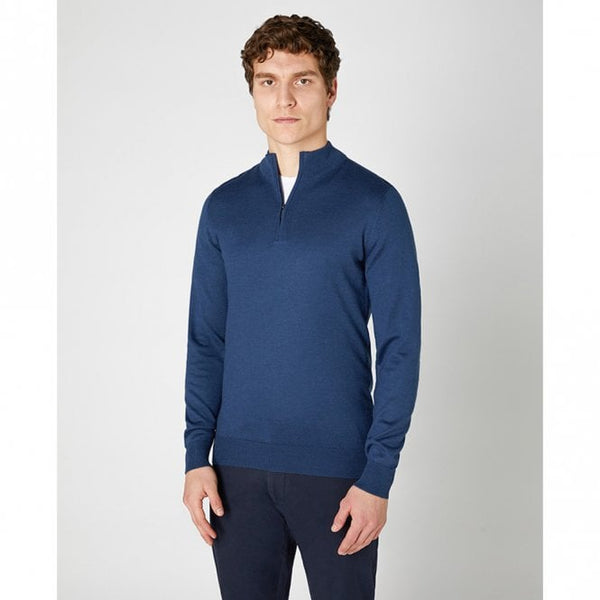 Mens Tapered Fit Merino Wool-Blend 1/2 Zip Sweater