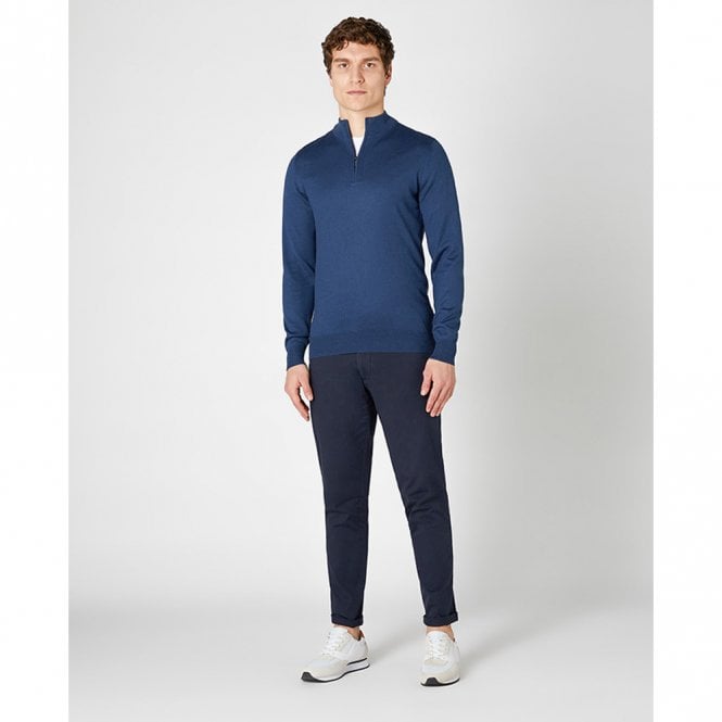 Mens Tapered Fit Merino Wool-Blend 1/2 Zip Sweater