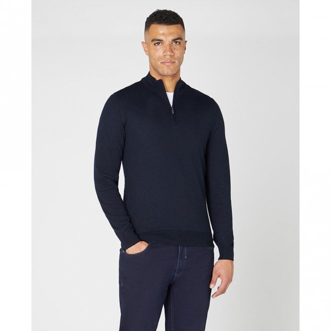 Mens Tapered Fit Merino Wool-Blend 1/2 Zip Sweater Main image