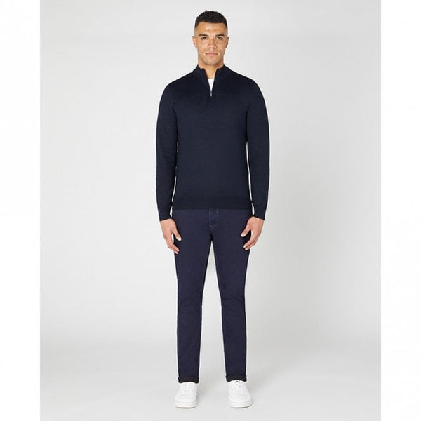 Mens Tapered Fit Merino Wool-Blend 1/2 Zip Sweater