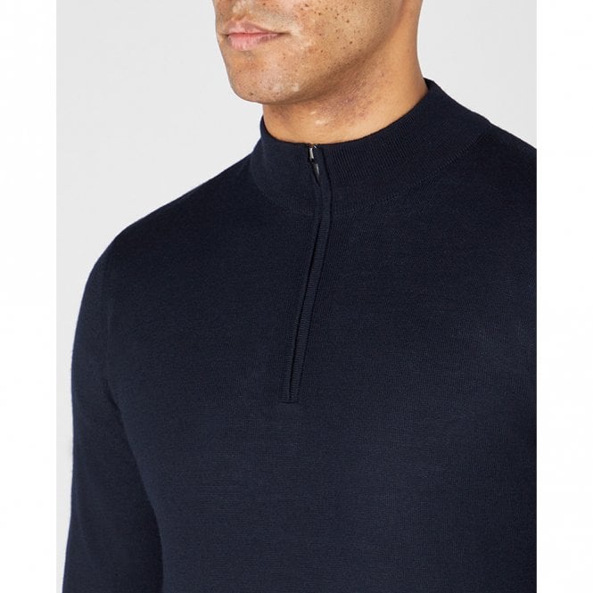 Mens Tapered Fit Merino Wool-Blend 1/2 Zip Sweater