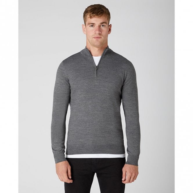 Mens Tapered Fit Merino Wool-Blend 1/2 Zip Sweater