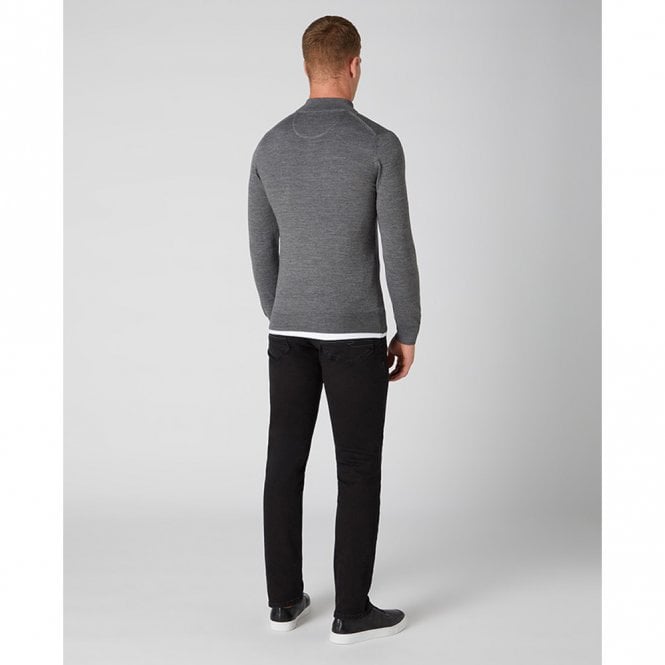 Mens Tapered Fit Merino Wool-Blend 1/2 Zip Sweater