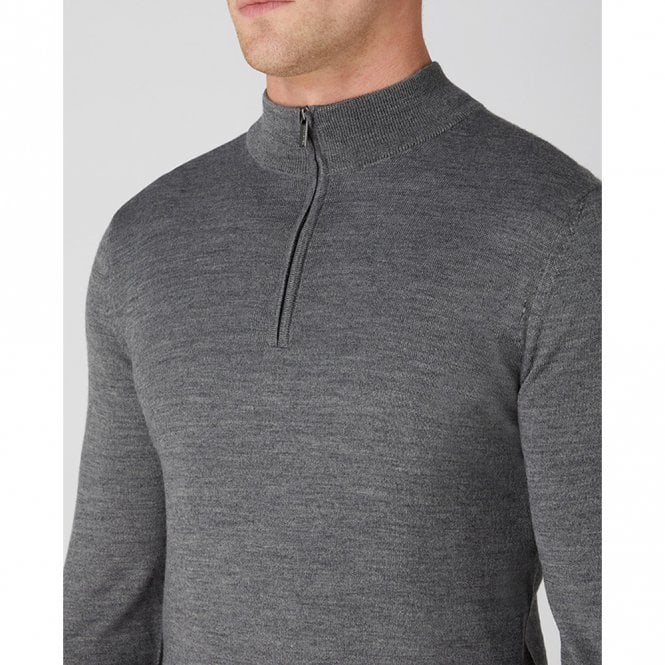 Mens Tapered Fit Merino Wool-Blend 1/2 Zip Sweater