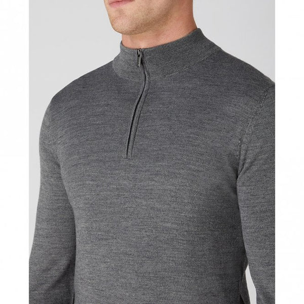 Mens Tapered Fit Merino Wool-Blend 1/2 Zip Sweater