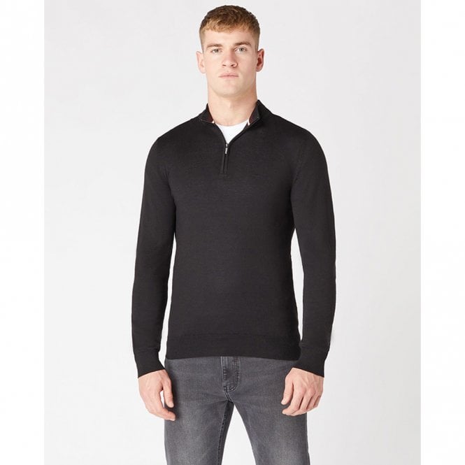 Mens Tapered Fit Merino Wool-Blend 1/2 Zip Sweater