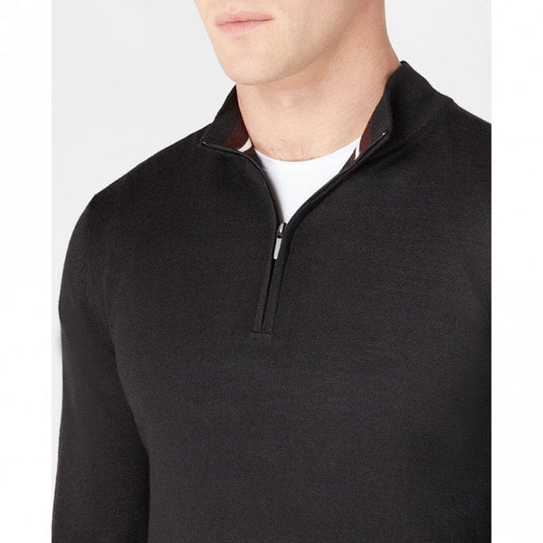 Mens Tapered Fit Merino Wool-Blend 1/2 Zip Sweater