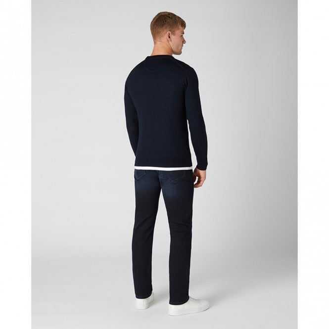 Mens Tapered Fit Merino Wool-Blend Crew Neck Sweatshirt