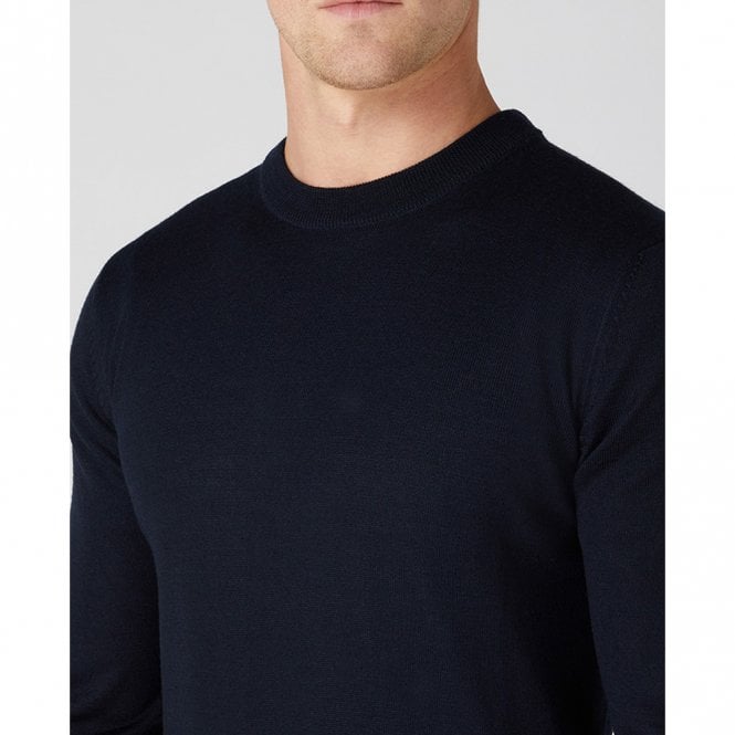 Mens Tapered Fit Merino Wool-Blend Crew Neck Sweatshirt
