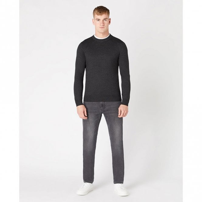 Mens Tapered Fit Merino Wool-Blend Crew Neck Sweatshirt