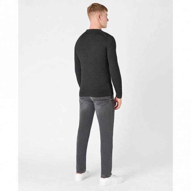 Mens Tapered Fit Merino Wool-Blend Crew Neck Sweatshirt