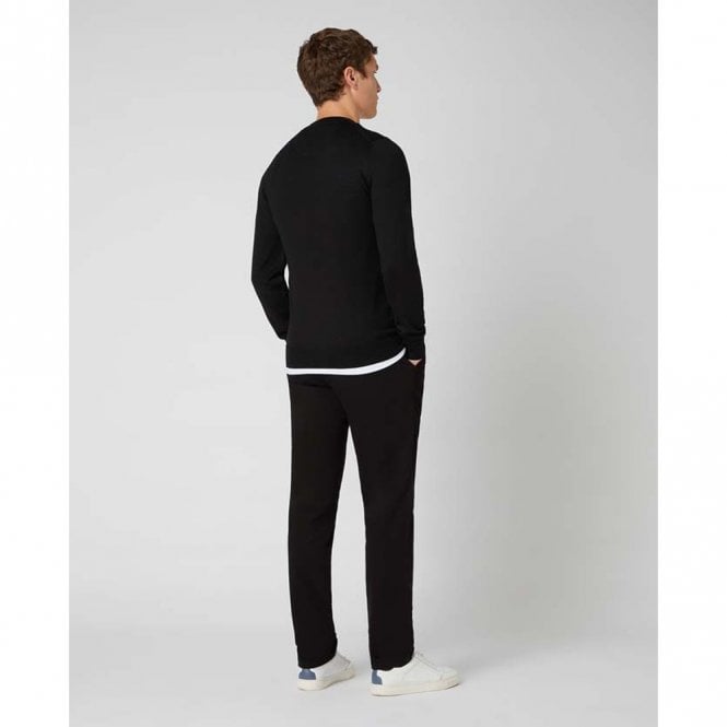 Mens Tapered Fit Merino Wool-Blend Crew Neck Sweatshirt