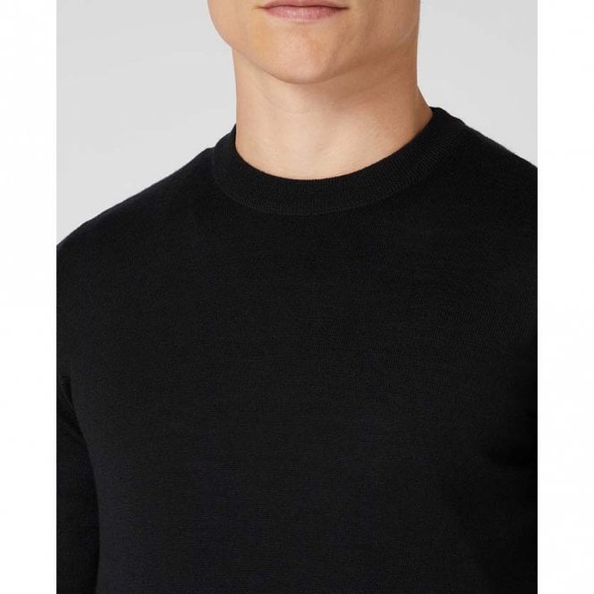 Mens Tapered Fit Merino Wool-Blend Crew Neck Sweatshirt