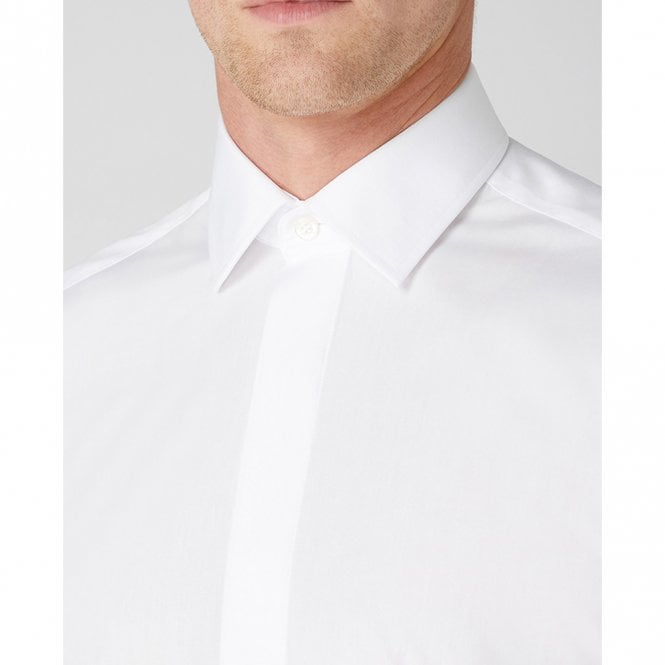 Mens Tapered Fit Cotton-Blend Long Sleeve Shirt