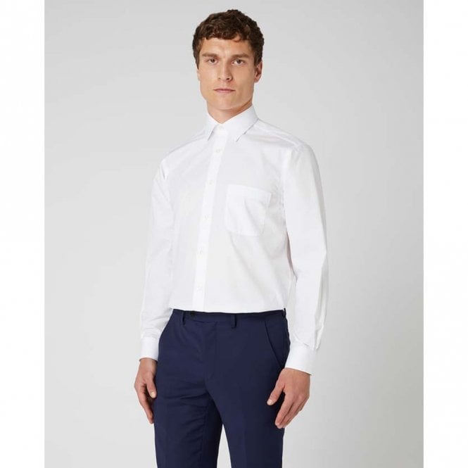 Mens Relaxed Fit Cotton-Blend Long Sleeve Shirt