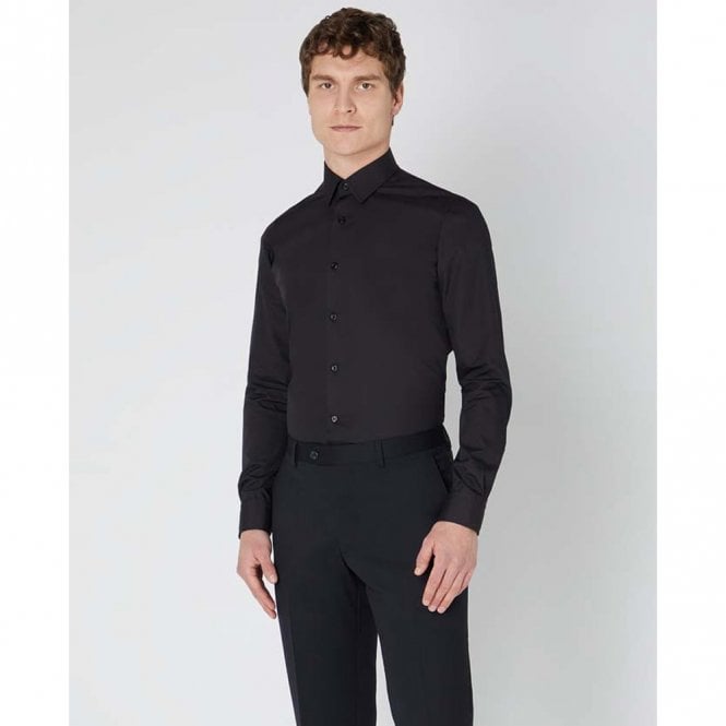 Mens Slim Fit Cotton-Blend Long Sleeve Shirt