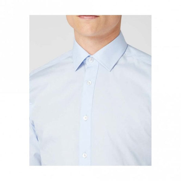 Mens Tapered Fit Cotton-Blend Long Sleeve Shirt