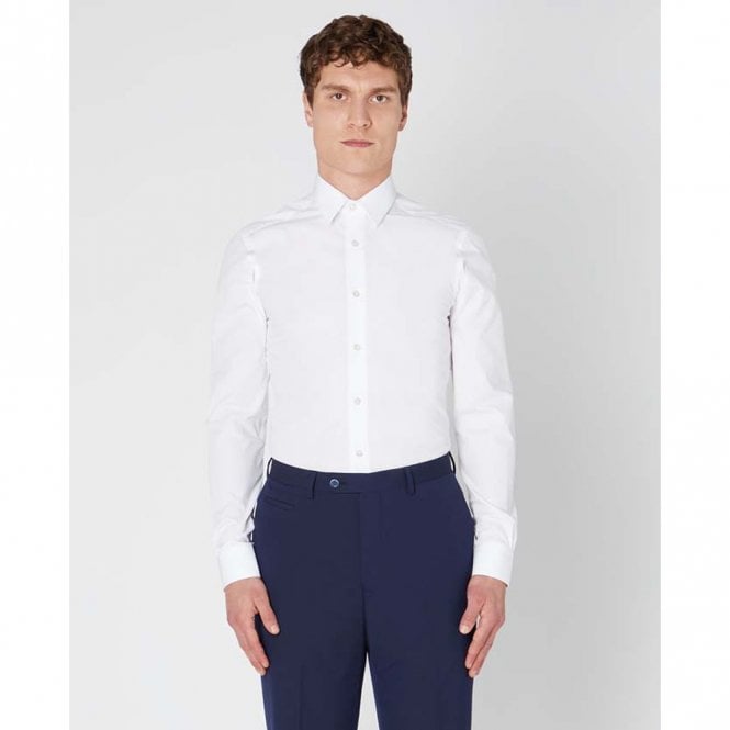 Mens Slim Fit Cotton-Blend Long Sleeve Shirt