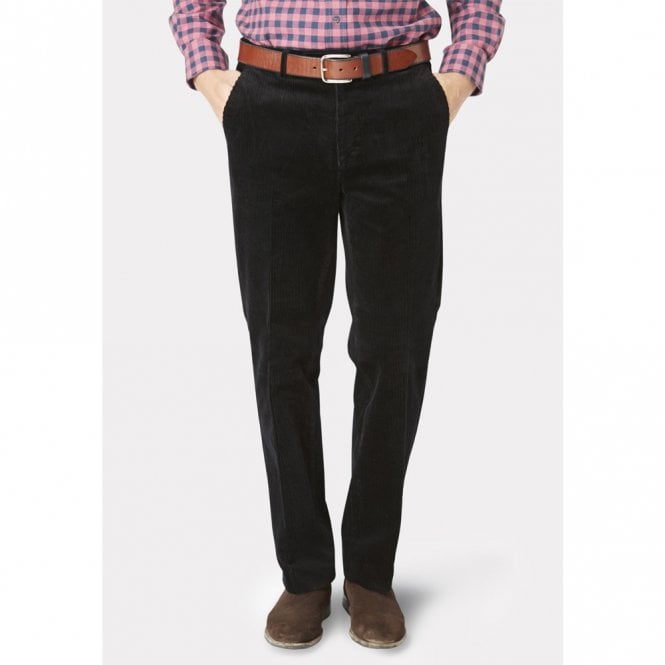 Mens Regular Fit Black Corduroy Trouser