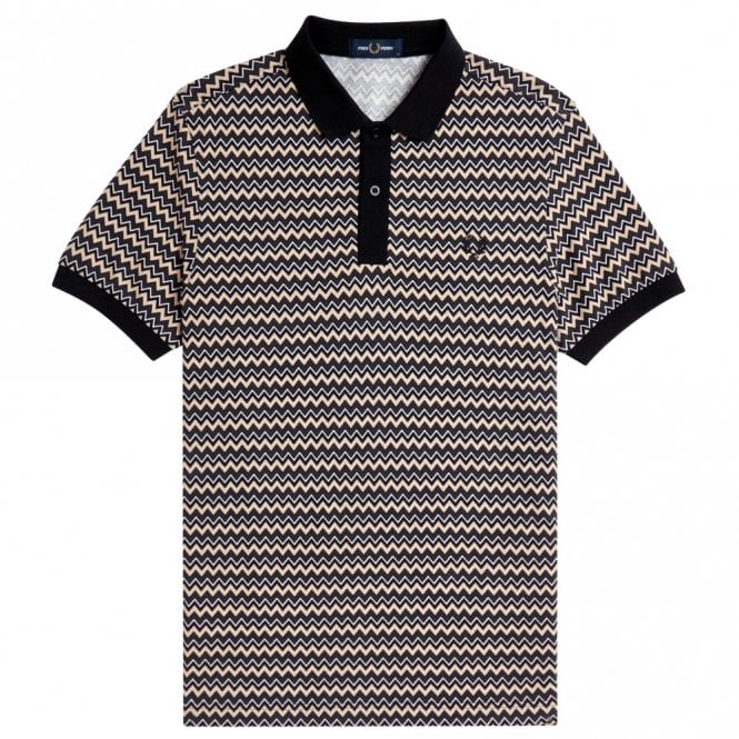 Mens Zig Zag Print Polo Shirt