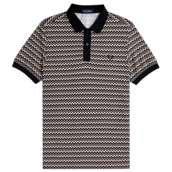 Mens Zig Zag Print Polo Shirt