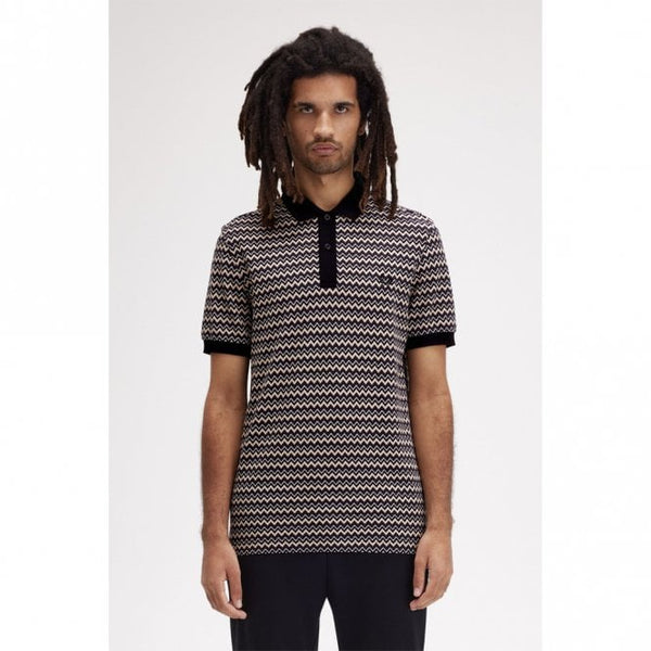 Mens Zig Zag Print Polo Shirt