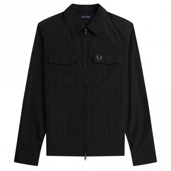Mens Textured Zip-Through Overshirt