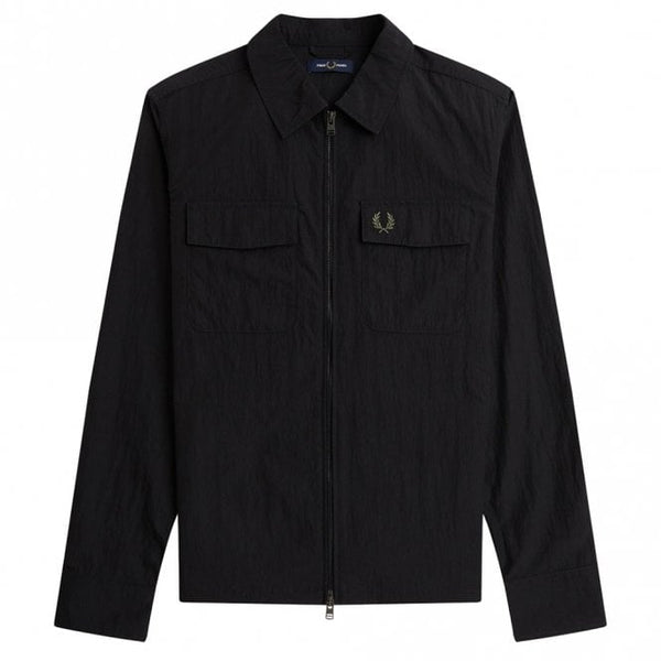Mens Textured Zip-Through Overshirt