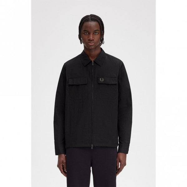 Mens Textured Zip-Through Overshirt