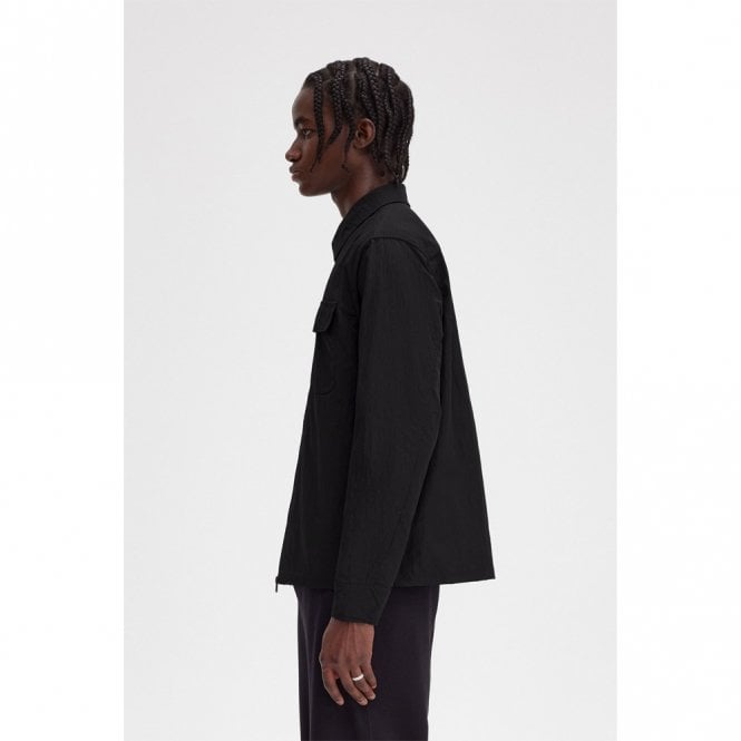 Mens Textured Zip-Through Overshirt