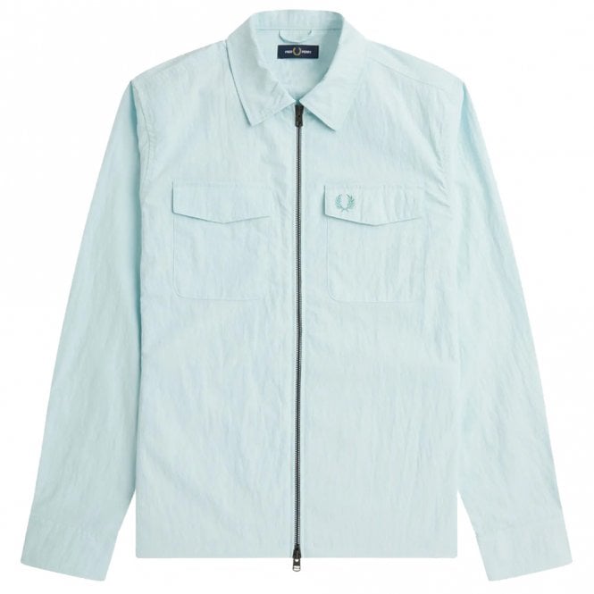 Mens Textured Zip-Through Overshirt