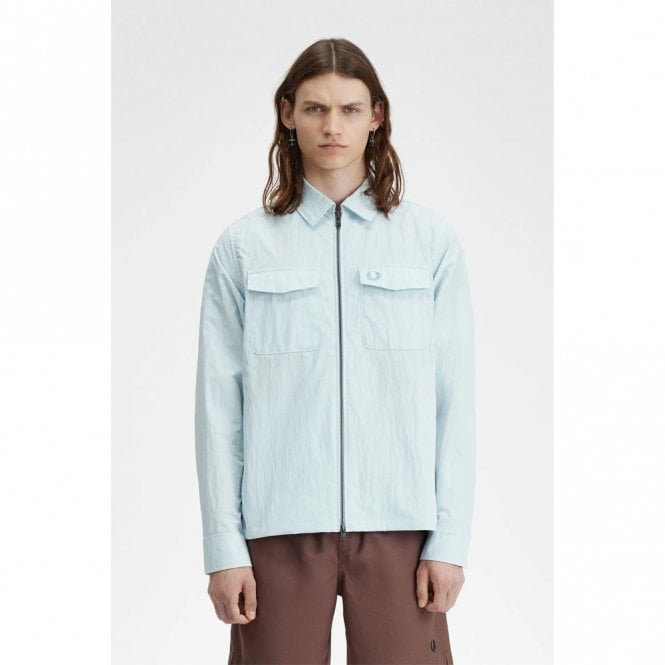 Mens Textured Zip-Through Overshirt