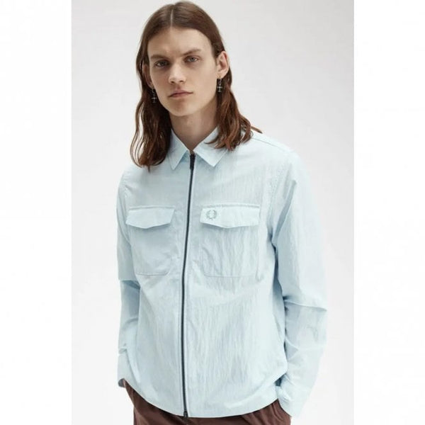 Mens Textured Zip-Through Overshirt