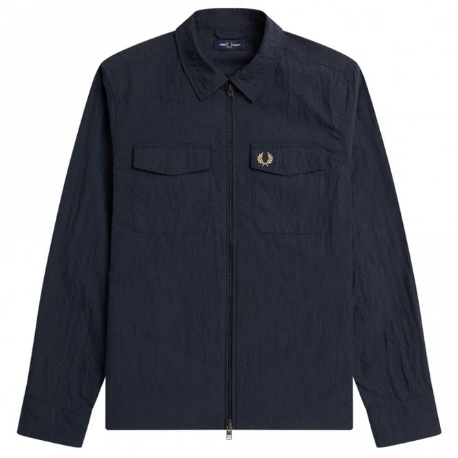 Mens Textured Zip-Through Overshirt