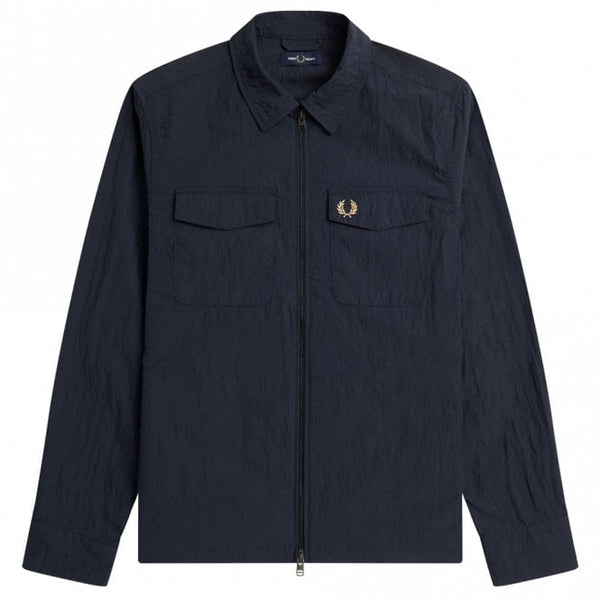Mens Textured Zip-Through Overshirt