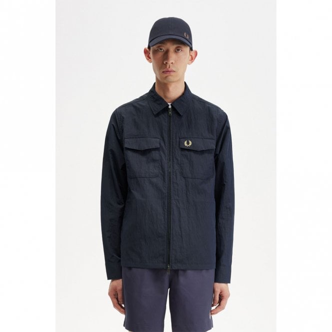 Mens Textured Zip-Through Overshirt