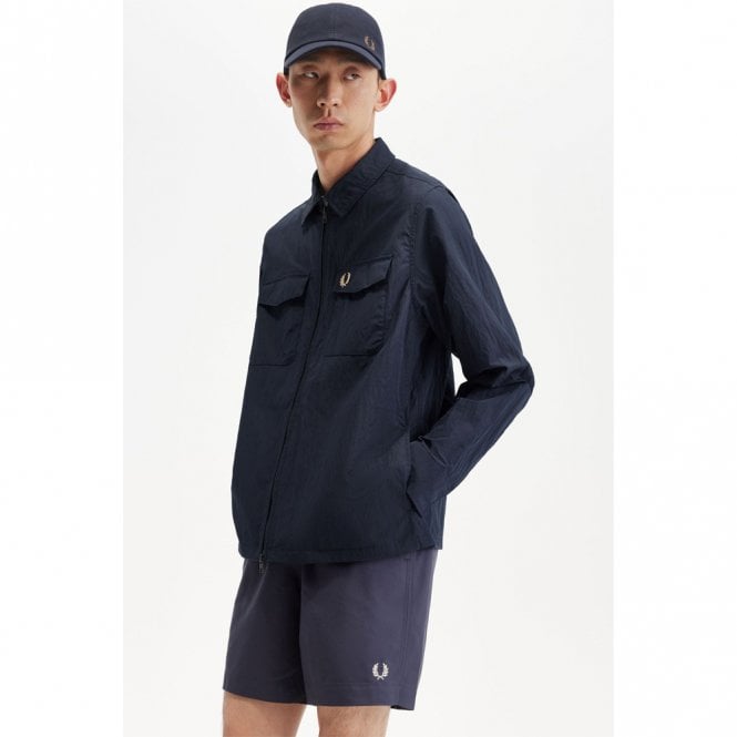 Mens Textured Zip-Through Overshirt