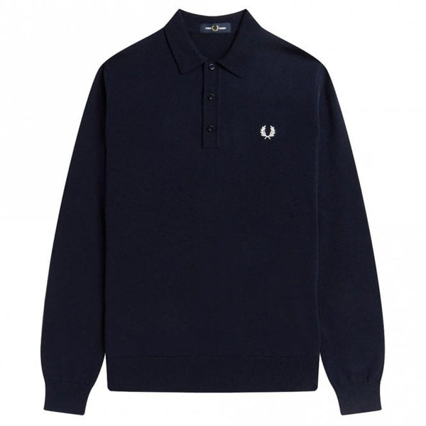 Mens Long Sleeve Knitted Polo Shirt