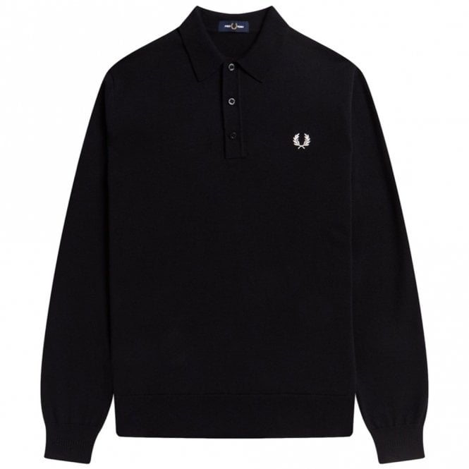 Mens Long Sleeve Knitted Polo Shirt