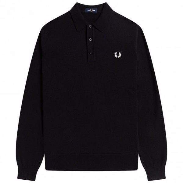 Mens Long Sleeve Knitted Polo Shirt