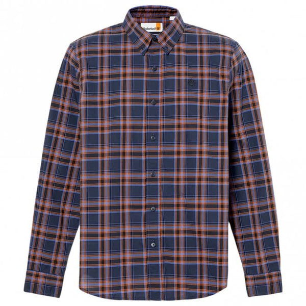 Mens Stretch Poplin Check Long Sleeve Shirt