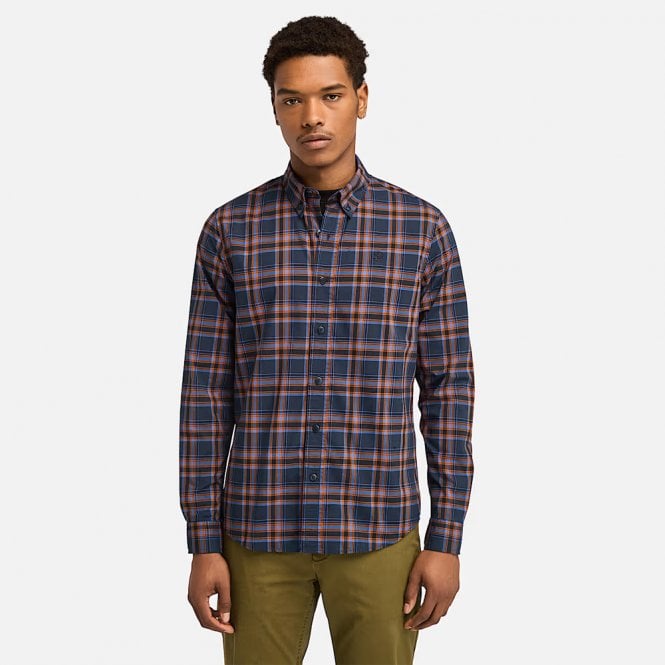 Mens Stretch Poplin Check Long Sleeve Shirt Secondary image